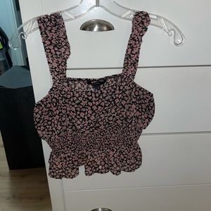 Forever 21 Black Floral Crop Top